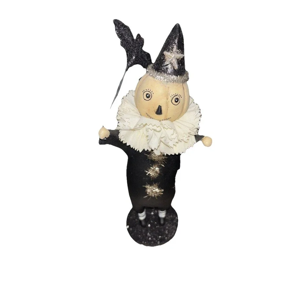 Enesco Heather Meyers Jack Be Little Pumpkin Black White Clown Halloween Bat